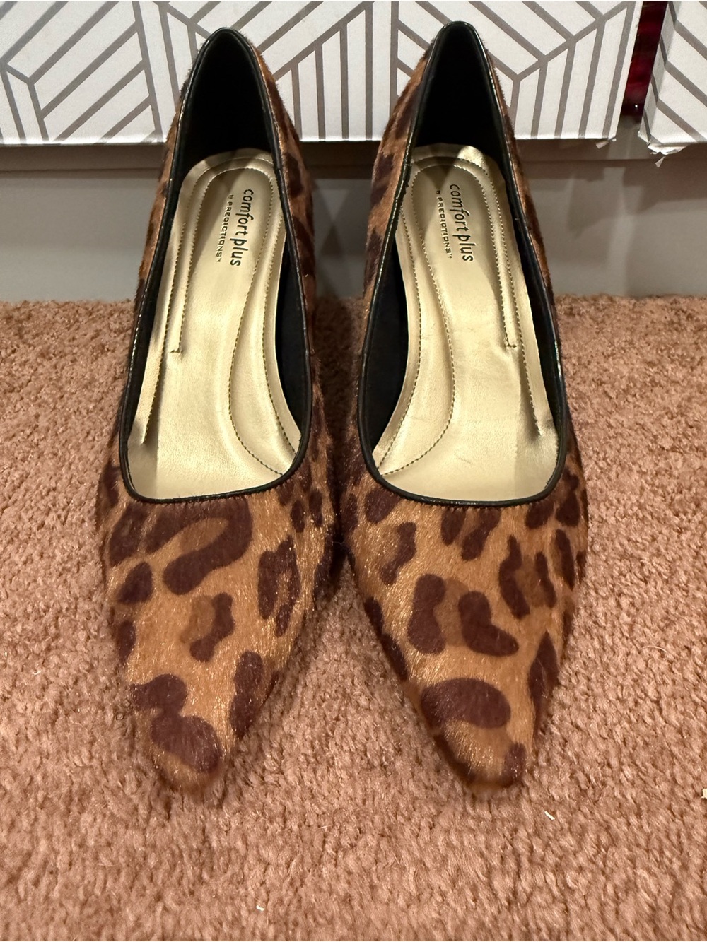comfort plus by Predictions Leopard-Print Pointed Toe Pumps - Brown/Tan